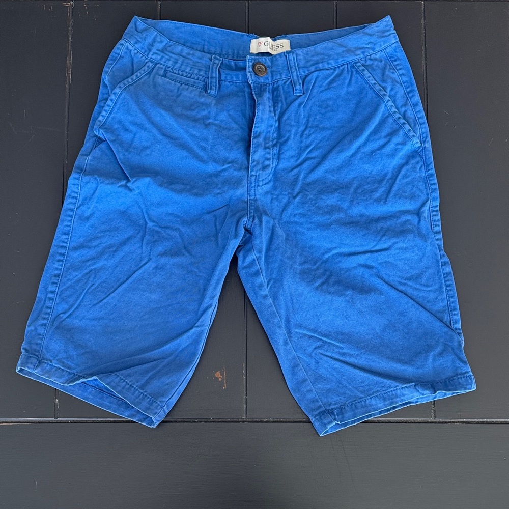Guess Men's Flat Front Shorts in Blue